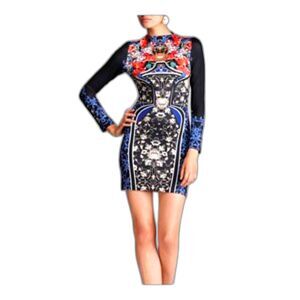 Stunning CLOVER CANYON Baroque/Floral Multicolor Bodycon Neoprene MiniDress Sz S